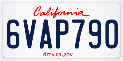 CA license plate 6VAP790