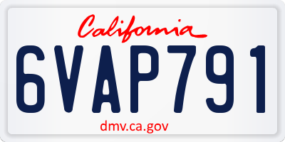 CA license plate 6VAP791