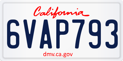 CA license plate 6VAP793