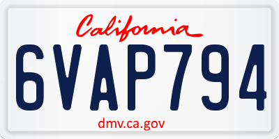 CA license plate 6VAP794