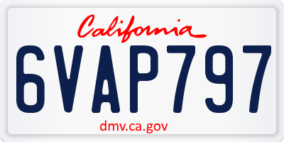 CA license plate 6VAP797