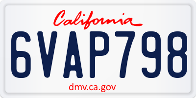 CA license plate 6VAP798
