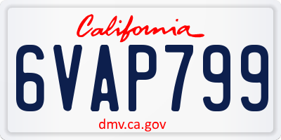 CA license plate 6VAP799