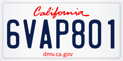 CA license plate 6VAP801