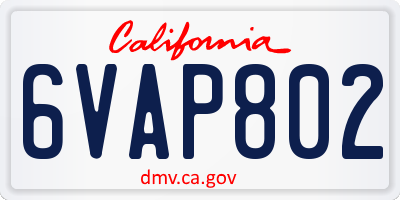 CA license plate 6VAP802