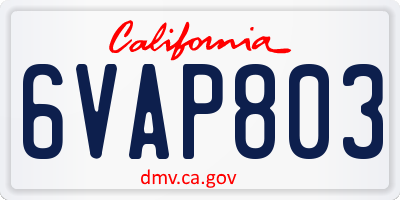 CA license plate 6VAP803