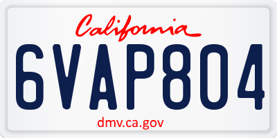 CA license plate 6VAP804
