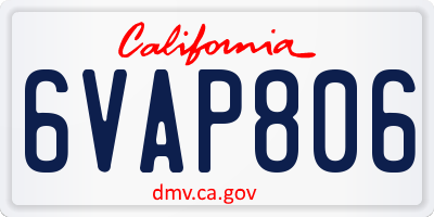 CA license plate 6VAP806