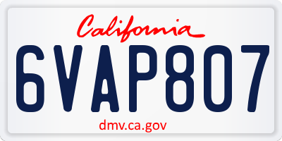 CA license plate 6VAP807