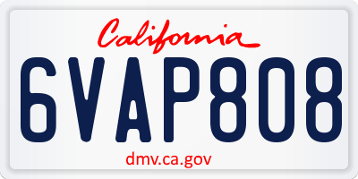 CA license plate 6VAP808