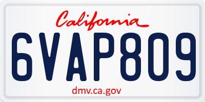 CA license plate 6VAP809