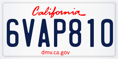 CA license plate 6VAP810
