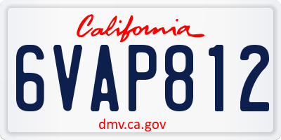 CA license plate 6VAP812