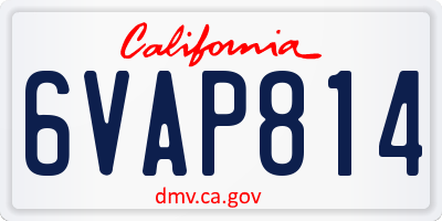 CA license plate 6VAP814