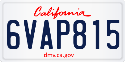 CA license plate 6VAP815