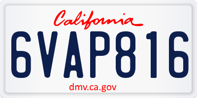 CA license plate 6VAP816