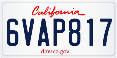 CA license plate 6VAP817