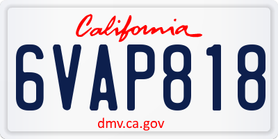 CA license plate 6VAP818