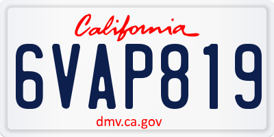 CA license plate 6VAP819