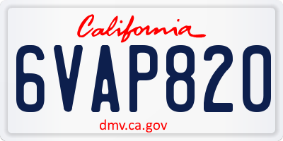 CA license plate 6VAP820