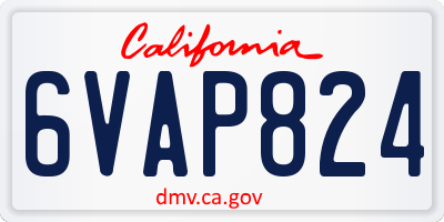 CA license plate 6VAP824