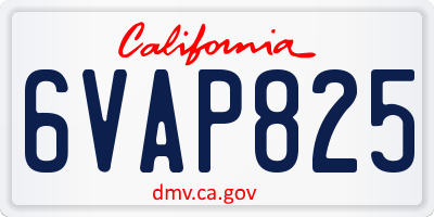 CA license plate 6VAP825