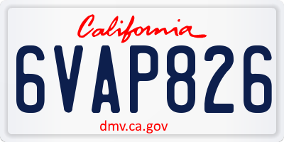CA license plate 6VAP826