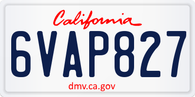 CA license plate 6VAP827