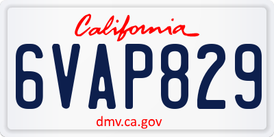 CA license plate 6VAP829