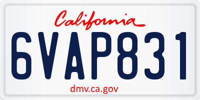 CA license plate 6VAP831