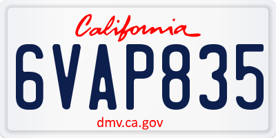 CA license plate 6VAP835
