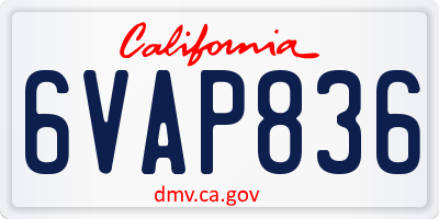 CA license plate 6VAP836