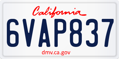 CA license plate 6VAP837