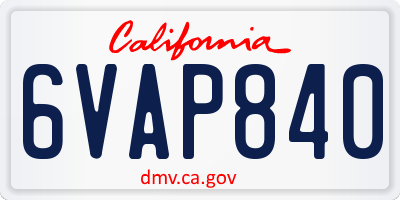 CA license plate 6VAP840