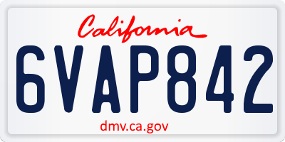 CA license plate 6VAP842