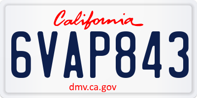 CA license plate 6VAP843