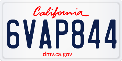 CA license plate 6VAP844
