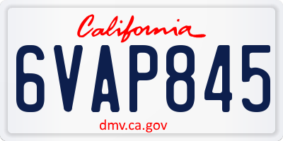 CA license plate 6VAP845