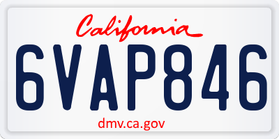 CA license plate 6VAP846