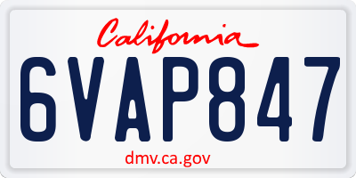 CA license plate 6VAP847