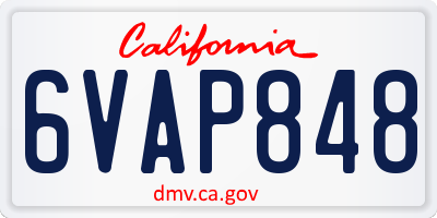 CA license plate 6VAP848