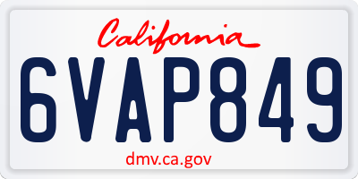 CA license plate 6VAP849