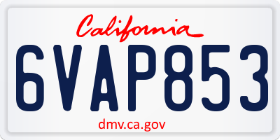 CA license plate 6VAP853