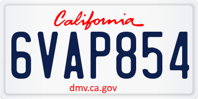 CA license plate 6VAP854