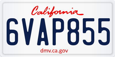 CA license plate 6VAP855
