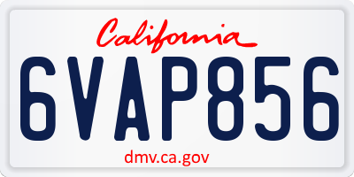 CA license plate 6VAP856