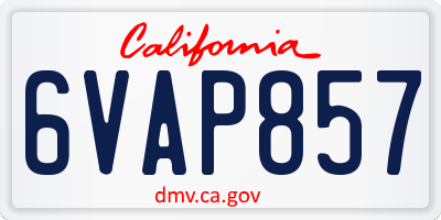 CA license plate 6VAP857