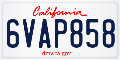 CA license plate 6VAP858
