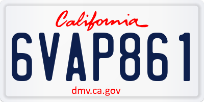 CA license plate 6VAP861