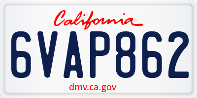 CA license plate 6VAP862